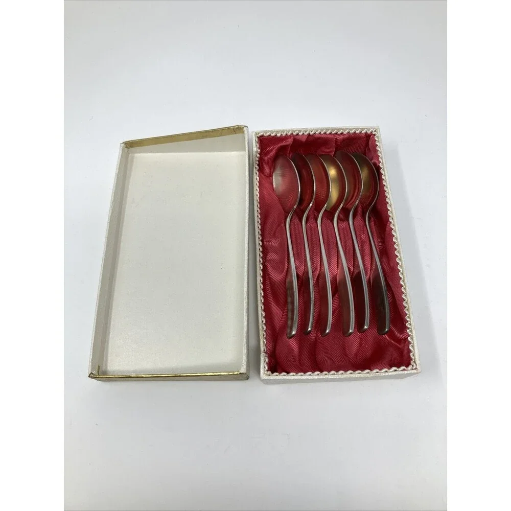 90 21 Silverplate Bavaria Germany Spoon Set 0f 6 Vintage 5.5” Demitasse Dessert